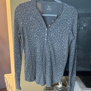 Aerie Gray Patterned Long Sleeve Henley